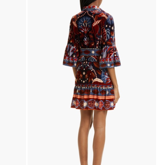 NWT $294 FARM Rio Nature Beauty Belted Minidress in NATURE BEAUTY BLUE! - Picture 3 of 7